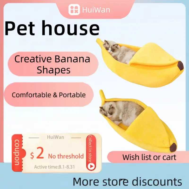 

Banana Cat Bed House Funny Cute Cozy Cat Mat Beds Warm Durable Portable Pet Basket Kennel Dog Cushion Cat Supplies Multicolor
