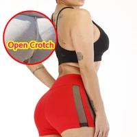 woman open crotch mini sexy pants outdoor sex leggings double zipper fly crotchless shorts sport mesh pornstar costume seamless