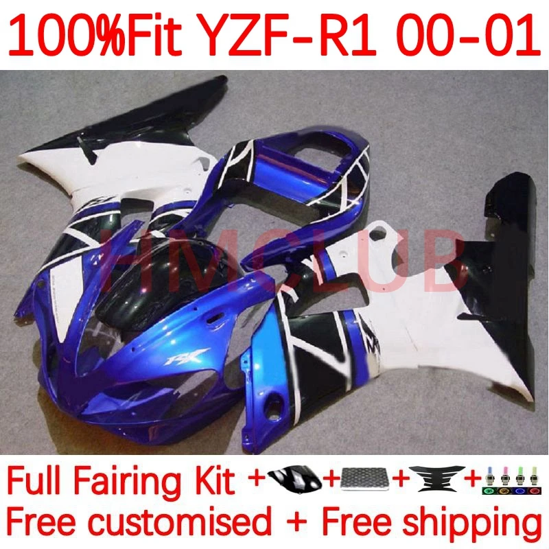 

OEM Body For YAMAHA YZF-R1 YZF R1 1000 C R 1 1000CC YZF1000 YZFR1 2000 2001 YZF-1000 00 01 Injection Fairing 1No.57 white blue