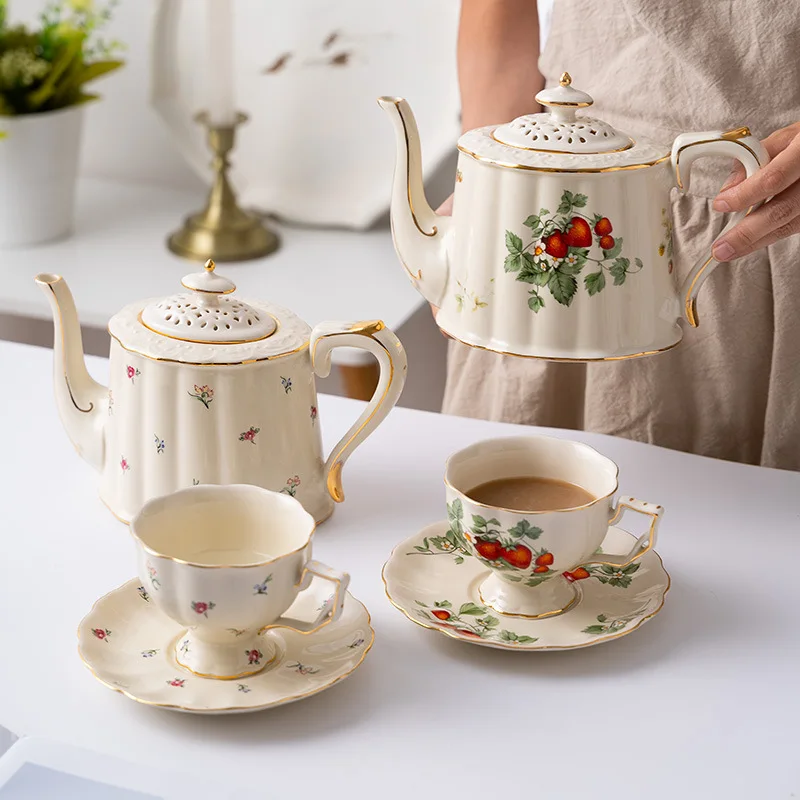 Aristocracy Teaware Cafe Party Teapot Coffee Cup Saucer Set English Afternoon Tea Black Tea Ceramic Mug Porcelain Tea Cup