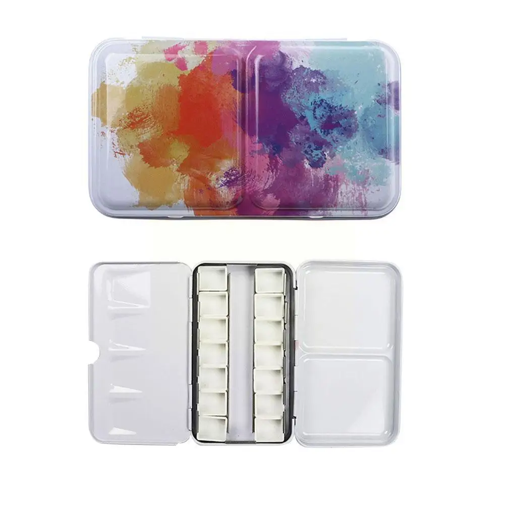 

Empty Watercolor Paints Tins Box Palette Painting Storage with 14 Sub-Packing Boxes for Art Painting Supplies M4D8