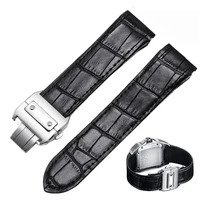high quality leather watch strap suitable for cartier santos strap santos 100 mens and womens folding buckle strap 20mm 23mm