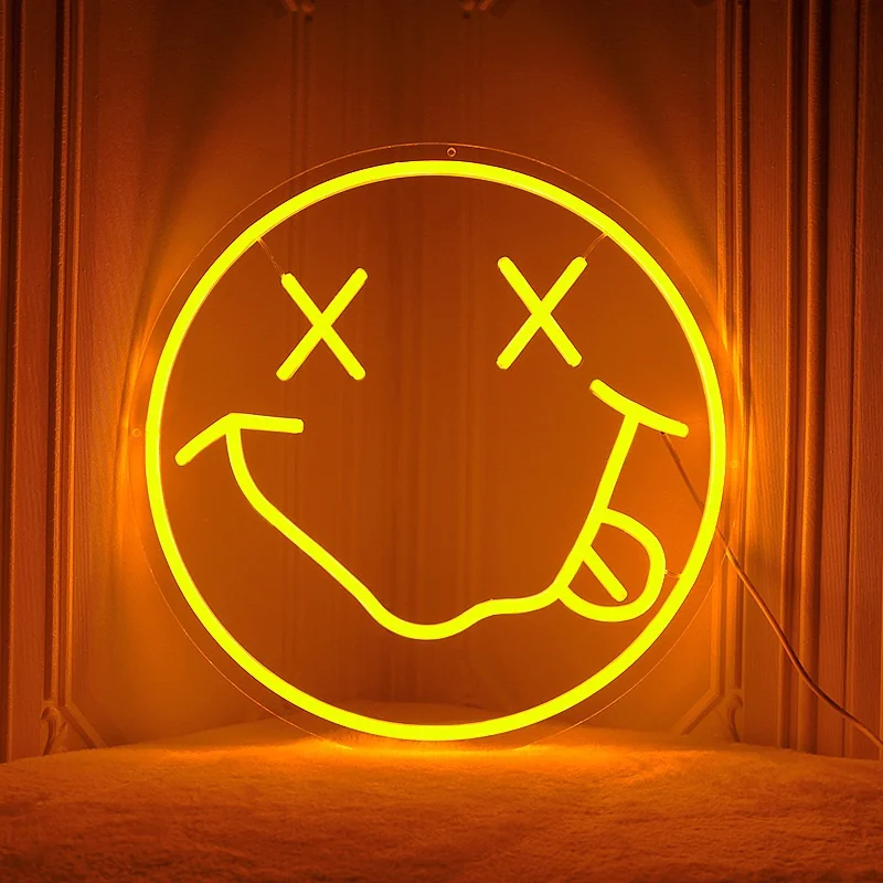 

Smiley Face Neon Sign Light Transparent Flex USB Powered Wall Hanging, Bedroom Decor for Kid, Smile Night Light Sign Gift for Wi