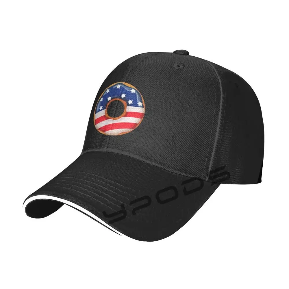 

Baseball Caps For Men Logo Donut With Flag Of USA Doughnut Cap For Women Snapback Hat Snapback Dropshipping