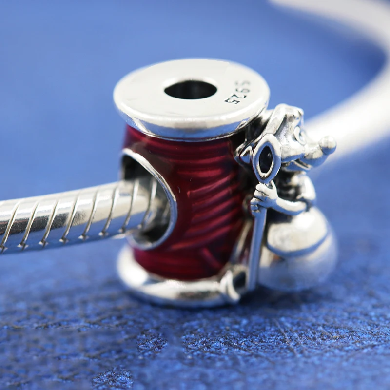 

Popular 925 Solid Silver Beads Charms Suzy Mouse Needle Thread Pendant Fit Pandora 925 Original Bracelet Women DIY Jewelry Gift