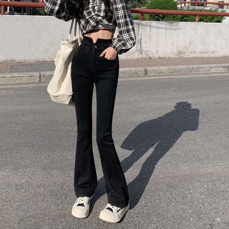 N0109  New Korean style high waist slim stretch trousers jeans