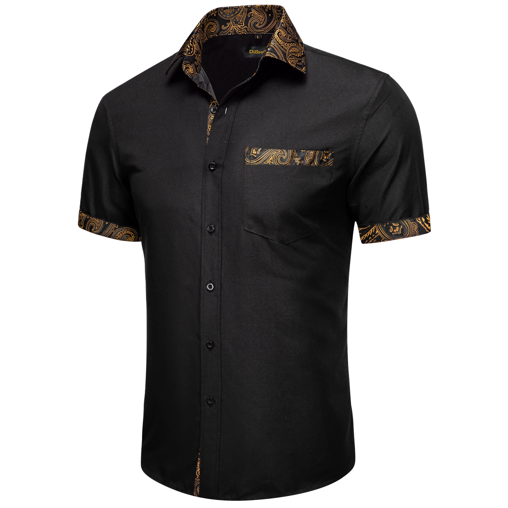 New Designer Gray Men's Short Sleeve Shirts Summer Solid Color Splicing Paisley Casual Beach Style Men Clothing