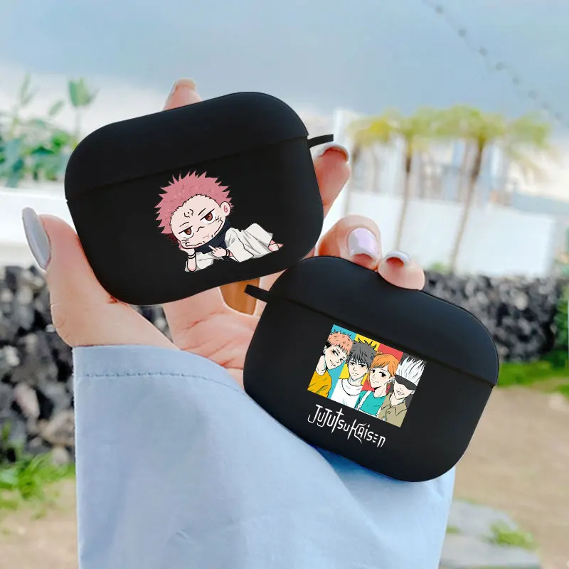 

Jujutsu Kaisen Anime Earphone Case For Apple iPhone Charging Box For AirPods 1 2 3 Pro Black wireless Bluetooth headphone case