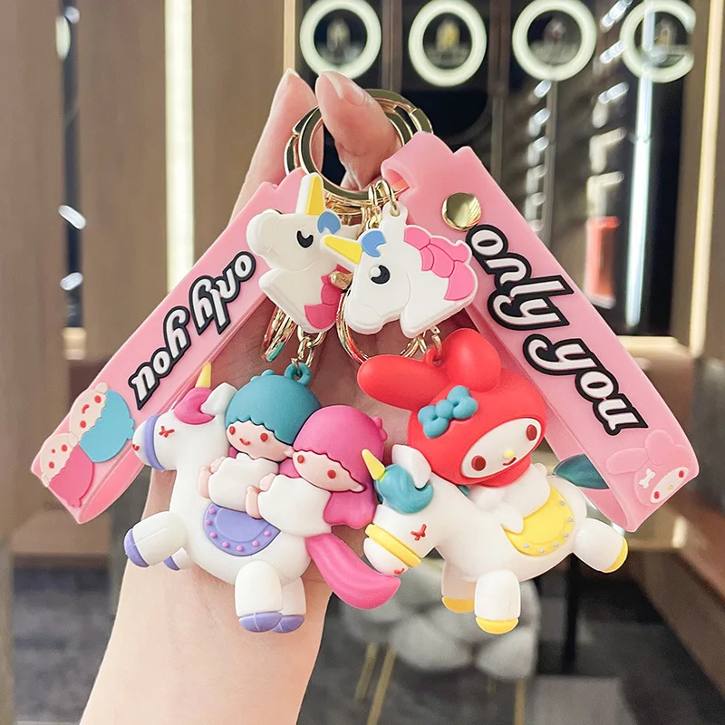 

Брелок Sanrio Kawaii Hello Kitty в мультяшном стиле, единорог, Коричный, моя мелодия, маленькие двойные звезды, подвеска для девушек, подарки