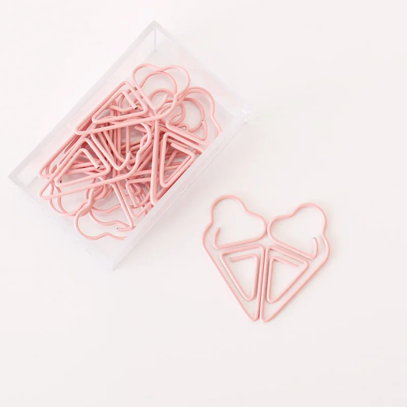 

15 pcs cute pink ice cream shape paper clips bookmarks memo notes handbook decoration photo message paper clips