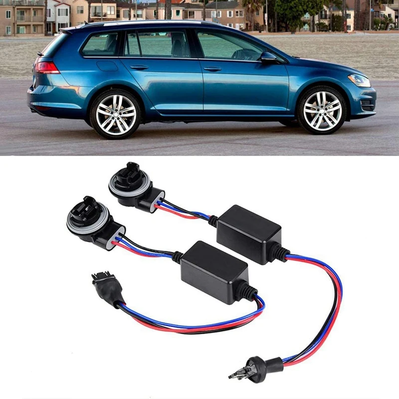 

2PCS 3157 3157-B Car LED Headlight Decoder Resistor Harness Anti-Flicker Decoder LED Brake Light Failure Decoder