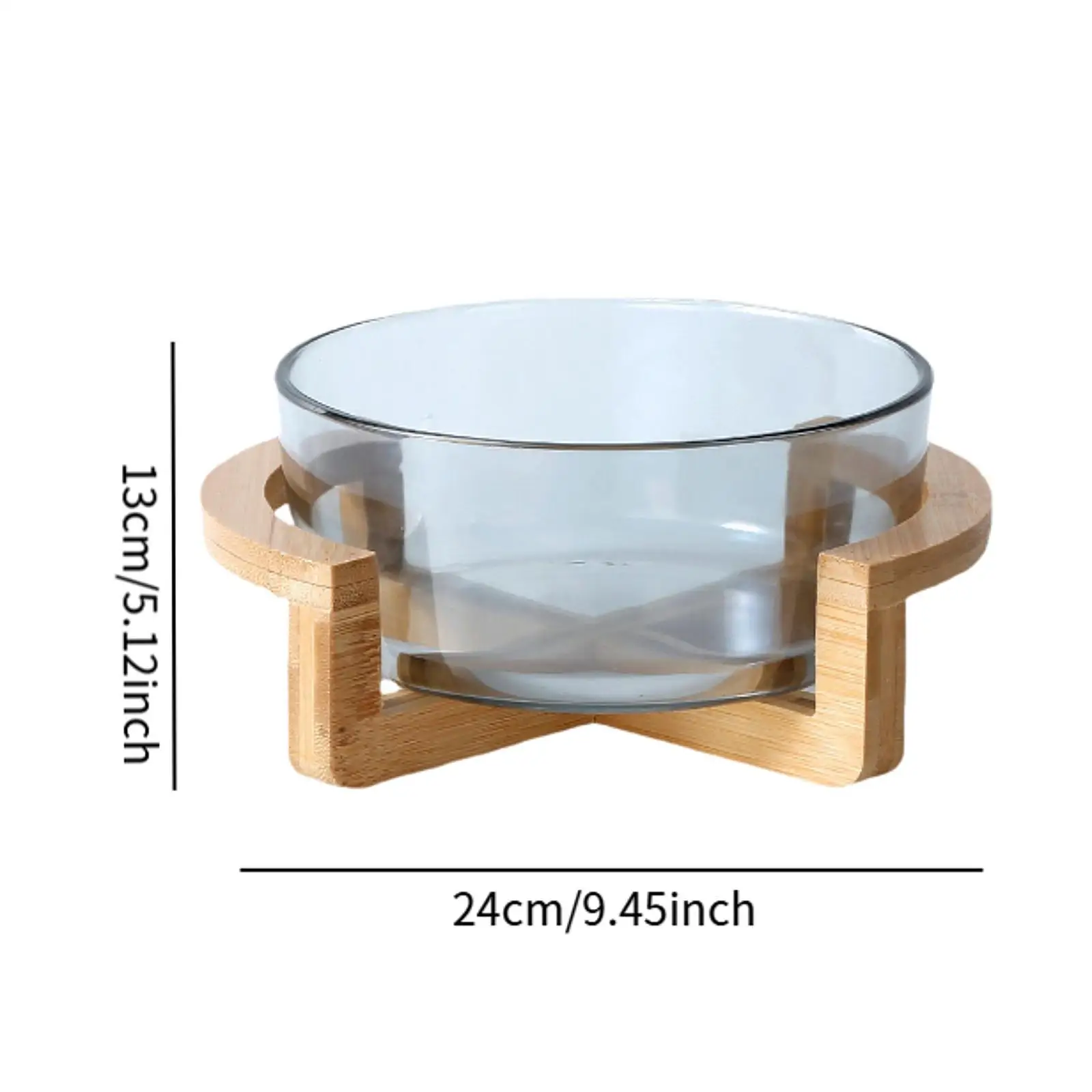 Прозрачная Круглая Керамическая Миска С Деревянной Подставкой