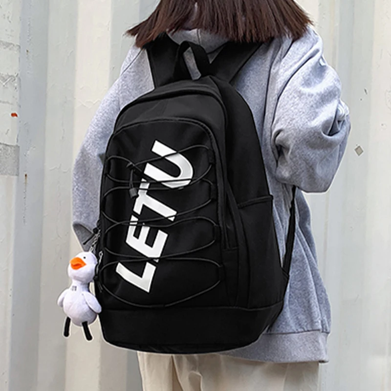 

Рюкзак женский нейлоновый, школьный, вместительный, черный, водостойкий