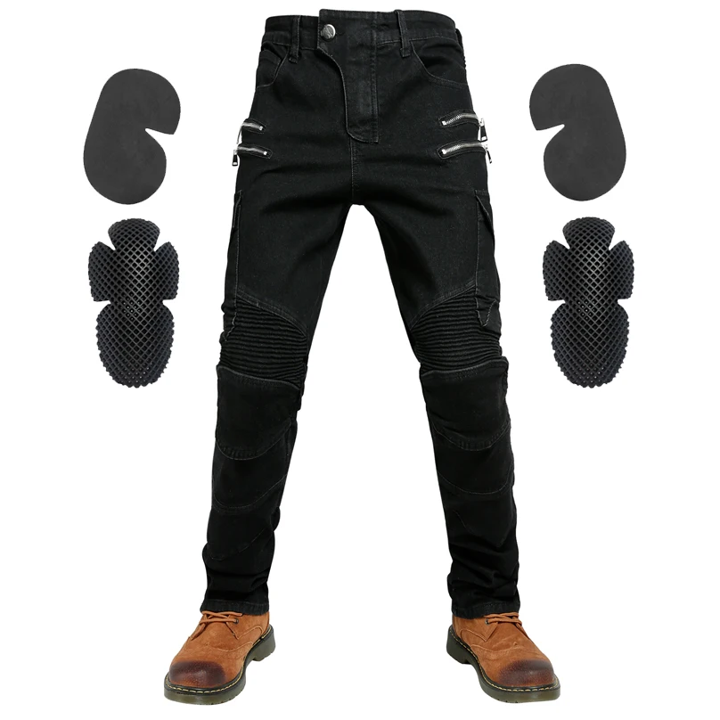 

Мужские брюки для мотокросса S- 6XL, очень большие мотоциклетные брюки, черные мужские мотоциклетные джинсы на молнии, защитное снаряжение, синие мотоциклетные брюки, толстые