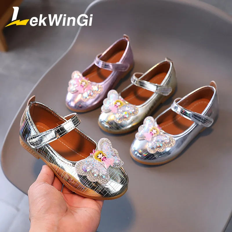 

Size 21-30 Princess Shoes Shining Sneakers for Girls Gentle Princess Dress Shoes Soft Bowtie Dance Shoes Sneakers mocasines