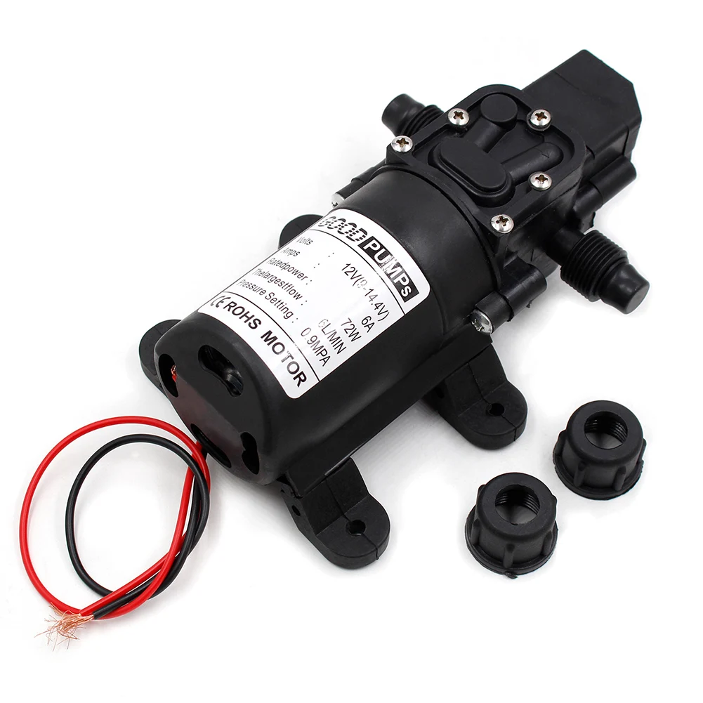 

12V 72W High Pressure Micro Diaphragm Water Pump Automatic Switch Self Priming 130PSI 6L/Min Water Pump Sprayer