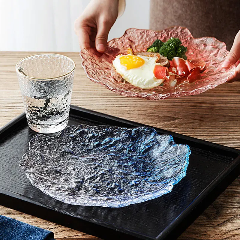 Salad Plates Glass Food Dishes For Serving Dinner Dessert Full Plate Sets Cake Dinnerware Tray Kitchen Eco-friendly Tableware |