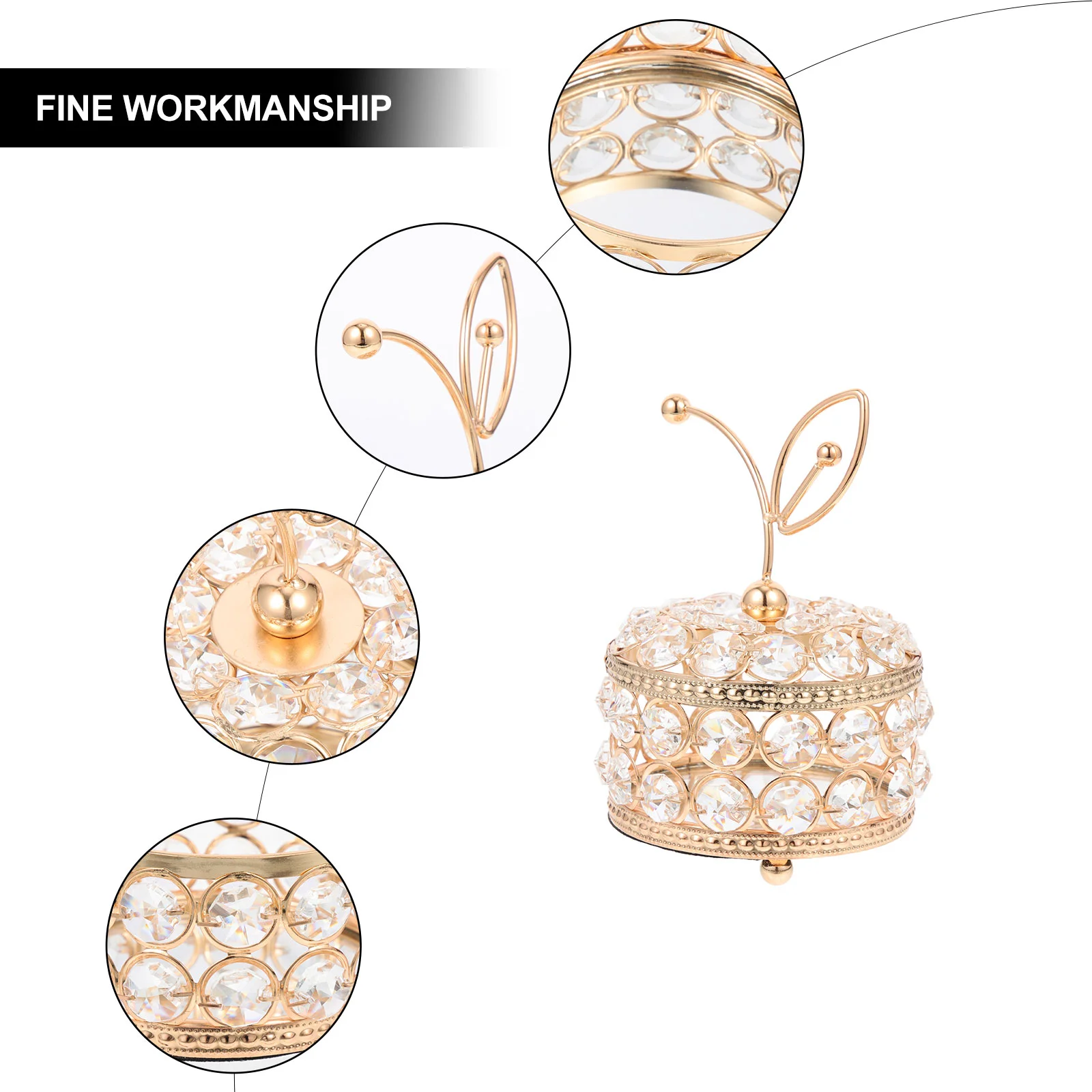 Box Jewelry Crystal Storage Case Organizer Necklace Trinket Holder Keepsake Mirrored Treasure Ring Earrings Earring Bracelet