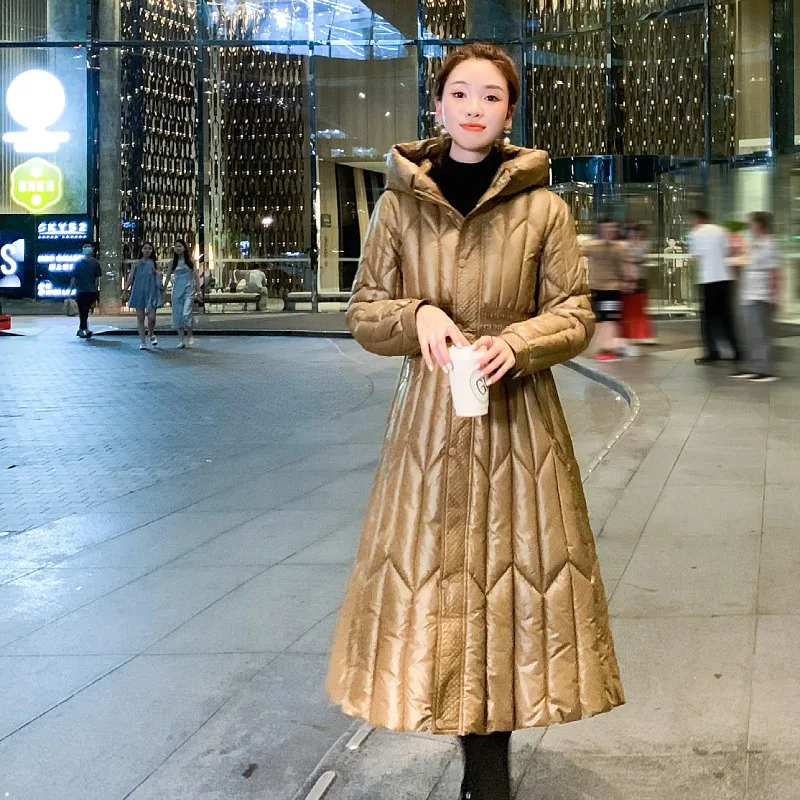 2023 X Long Winter Coat Women Hooded Fashion Parkas Thick Warm Padded Clothing Female slim waist Jackets enlarge