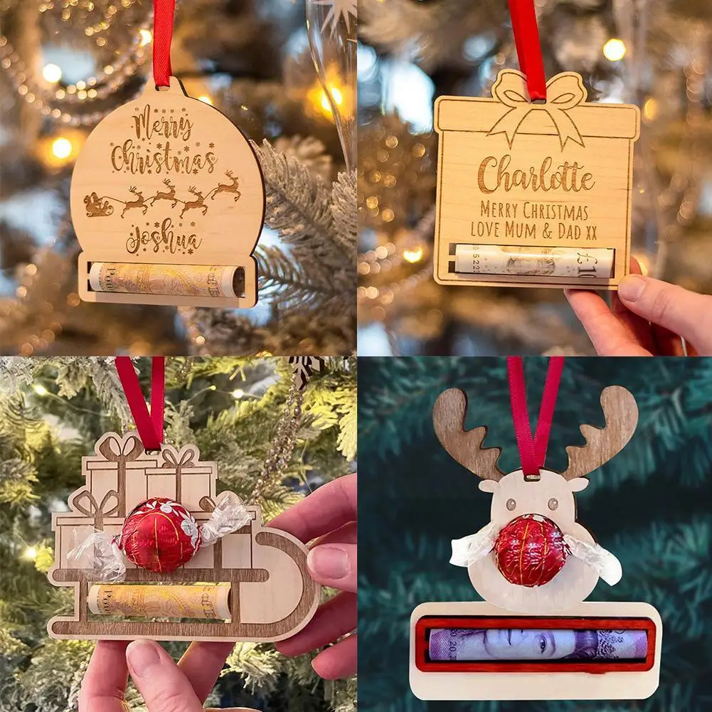 

Рождественский бумажник для денег, креативная Рождественская елка, красная фотобумага, ваучер-конверт, уникальный подарок, Рождественское ...