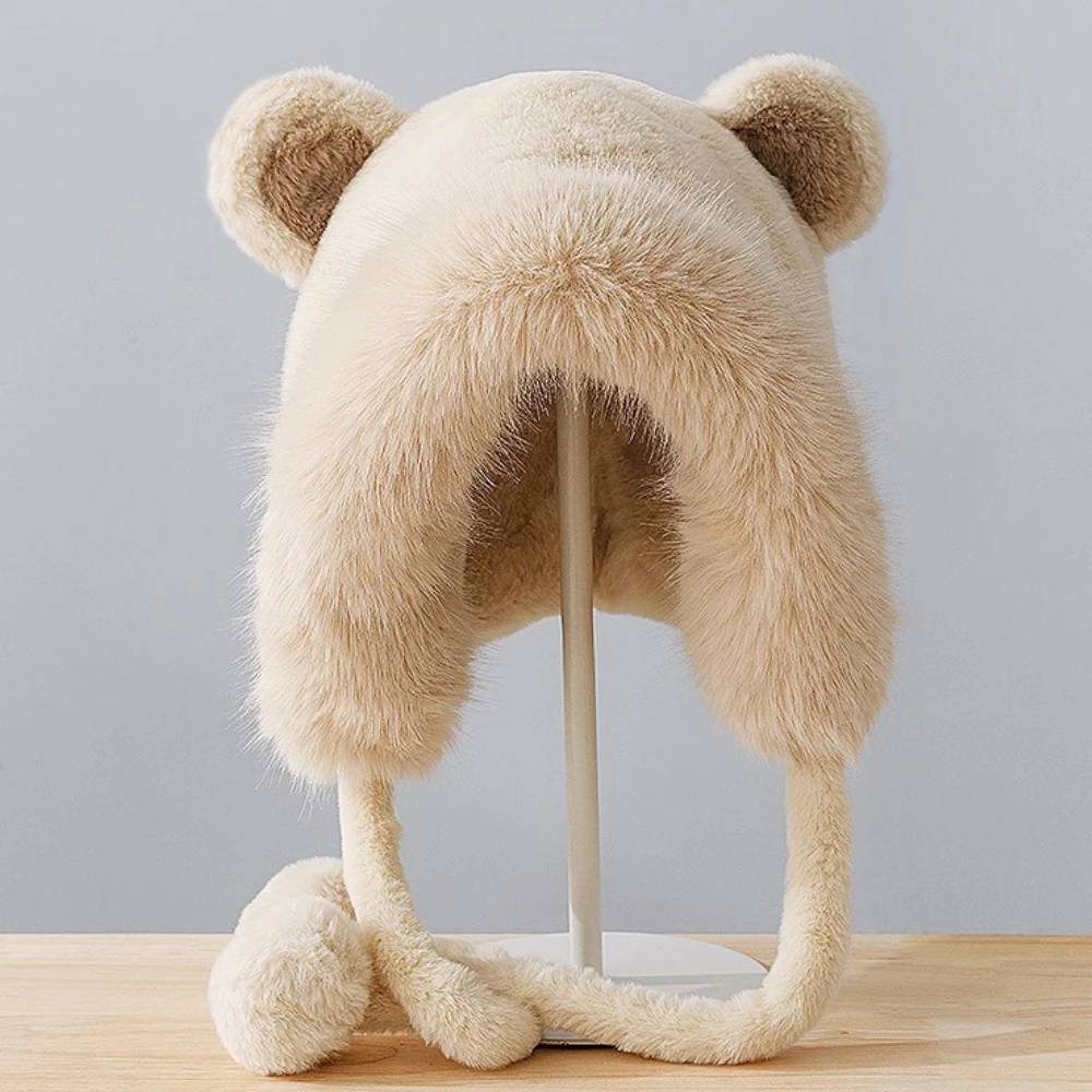 HT4562 Толстая теплая осенне-зимняя шапка женская мягкая флисовая пушистая меховая