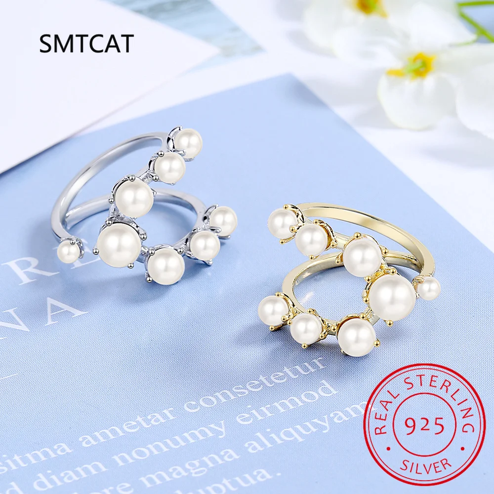 Кольца из стерлингового серебра 925 пробы с жемчугом геометрической формы