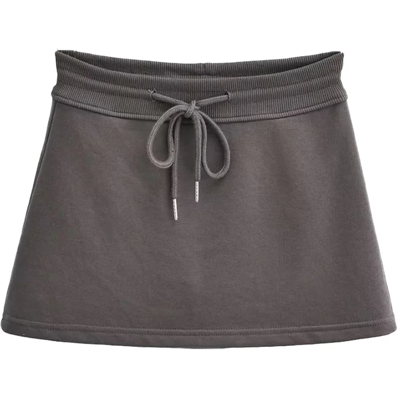 Юбка женская трапециевидная Спортивная на завязках облегающая короткая юбка с