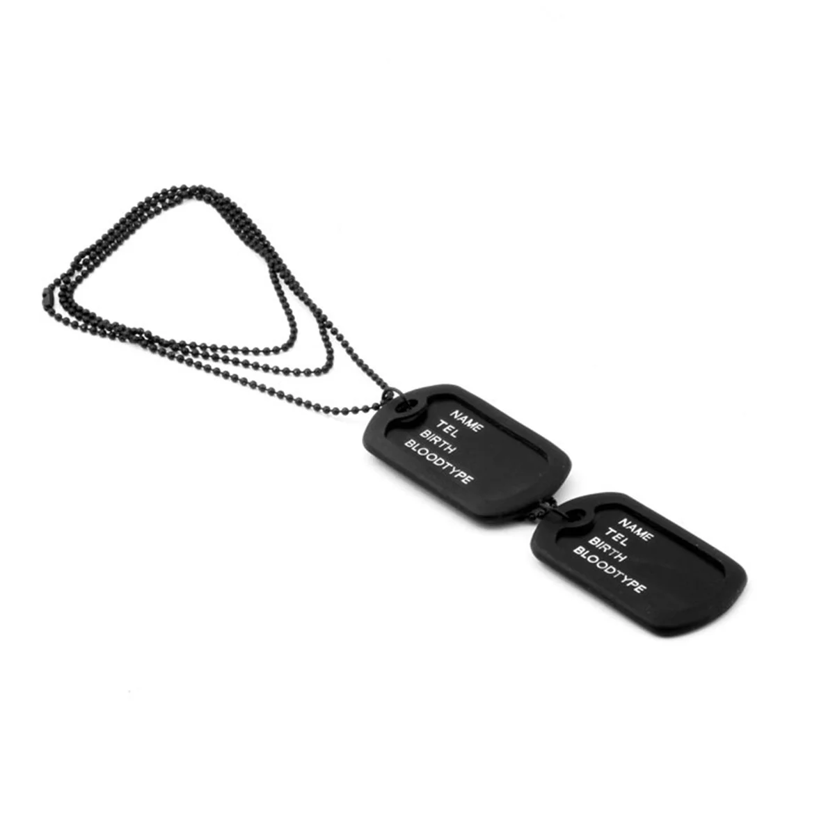 

Dog Tag Personalized ID Tag Necklace Complete with Chains and Silencers (Black)