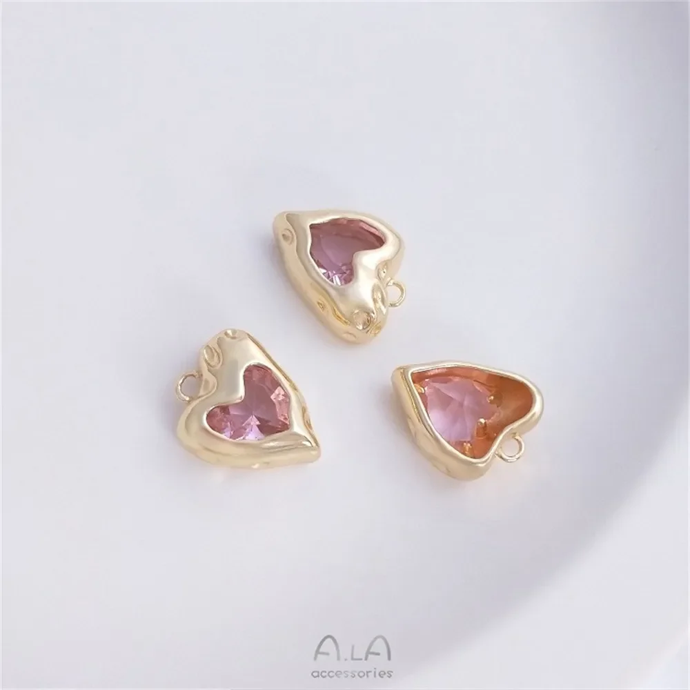 14-каратное золото модный кулон в форме сердца инкрустированный цирконом