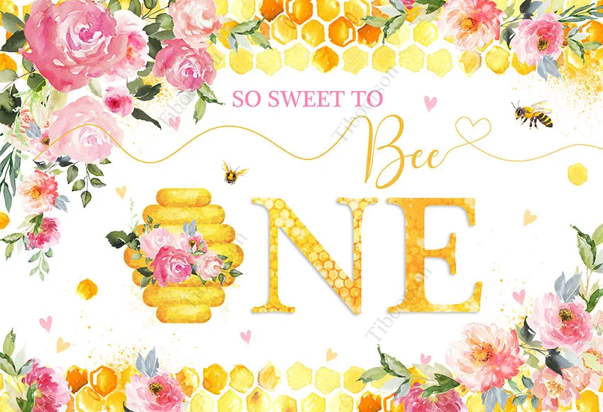 Фон для фотосъемки детей на день рождения с изображением меда, пчелы, лимона, цветов для свадебной фотостудии