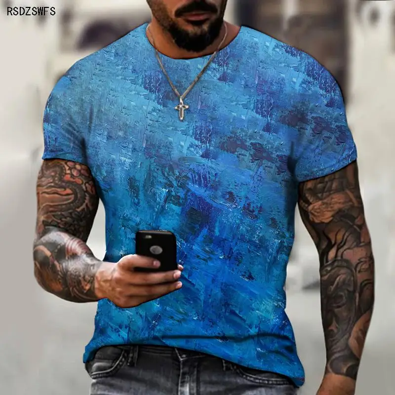 Мужская футболка модная повседневная с цветным принтом рисунком 5XL |