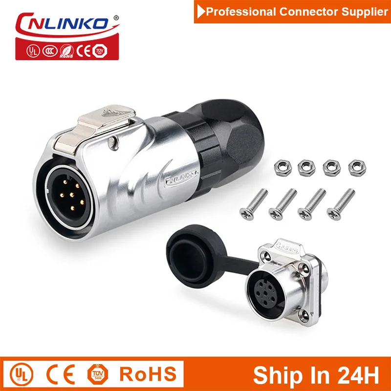 

Cnlinko LP12 6pin Aviation M12 Industrial Cable Power Signal Connector Male Plug Female Socket Joint for Communication Equipment