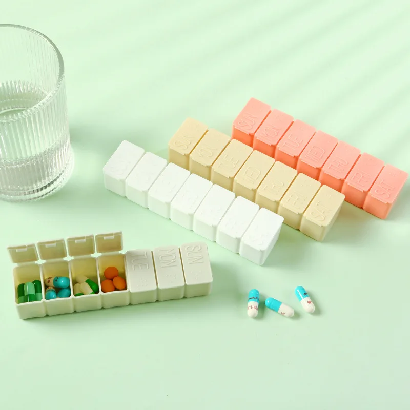 

Weekly Pill Box Travel Medicine Storage Pill Case Organizer Drug Container Tablet Dispenser Plastic Independent Lattice