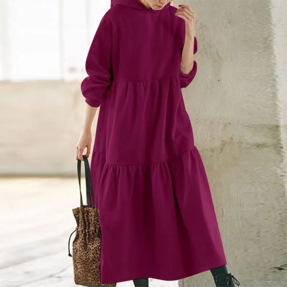 

Dressing Autumn Winter Relaxed Fit Ribbed Cuff Sweatshirt Dress for Gathering