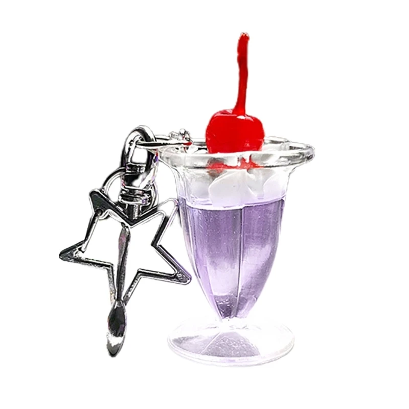 652F Уникальный брелок для ключей с чашкой вишневого крема украшение рюкзака