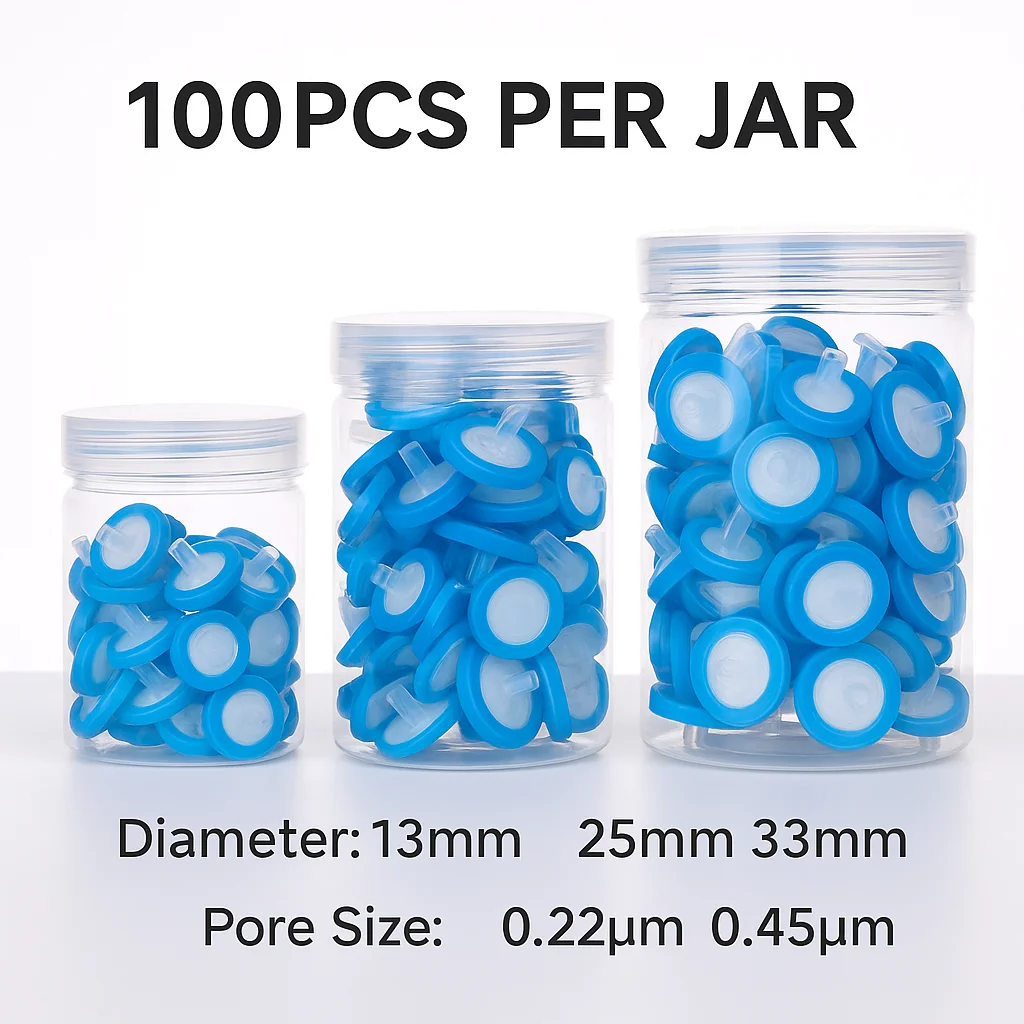 Фото Одноразовый шприцевой фильтр 13 25 33 мм 0,22 мкм 0,45 мкм PES PVDF PTFE Нейлон MCE PP GF Стерильный лабораторный образец Prep Низкая белковая связка №2