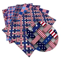 faux leather american independence day print cross pattern for diy handmade earrings bows 22x30cm