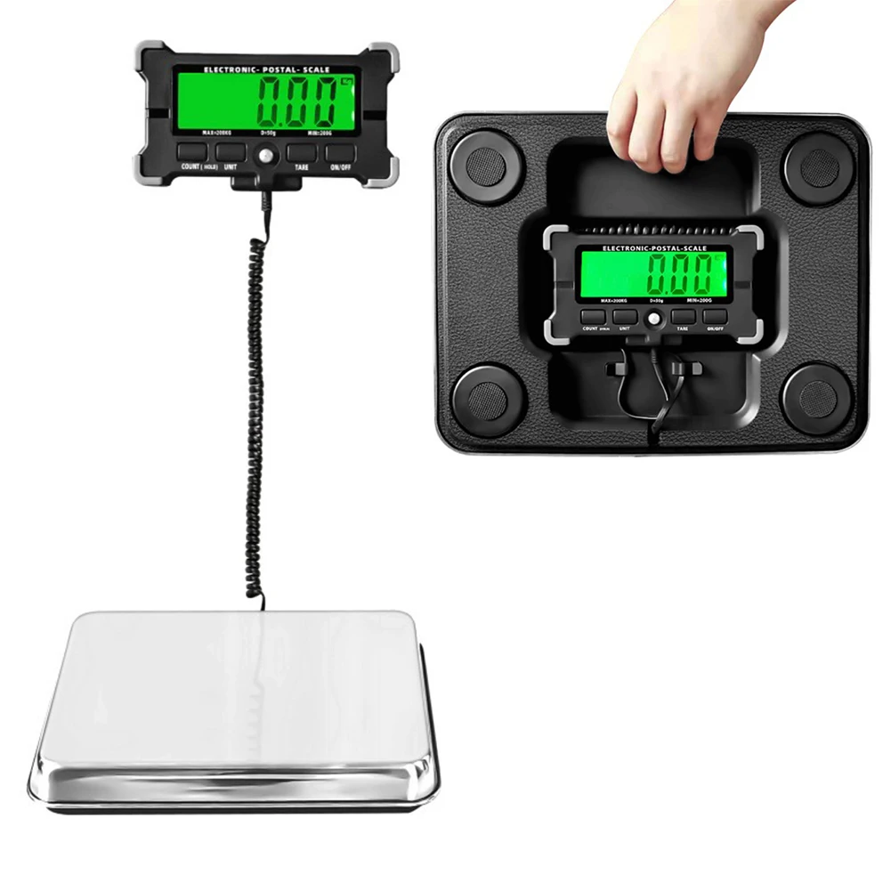 

200kg Stainless Steel Electronic Balance Platform Parcel Weighing Scale LCD Digital Display Floor Scale for Postal Warehouse