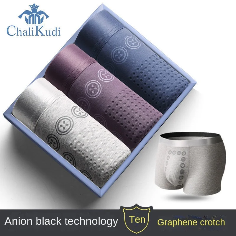 3pcs/Lot Magnetic Underwear Cotton Home Physiological Underwear Comfortable L-4XL Enlargement Men'S Boxers plus size