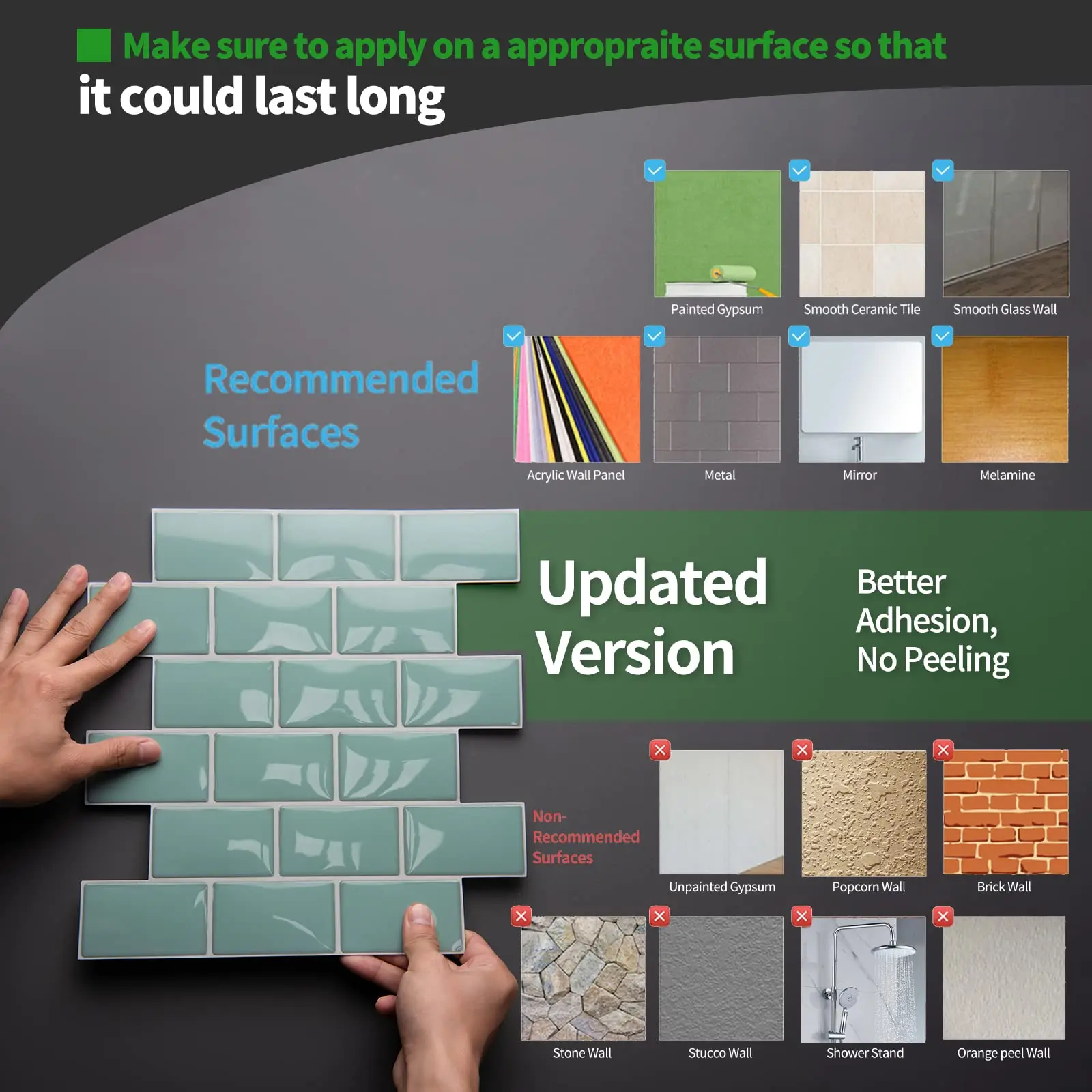 

Art3d 20 шт. плитка Метро премиум-класса для самостоятельной сборки для кухни, прачечной, ванной комнаты (утолщенный дизайн) 12x12 дюймов