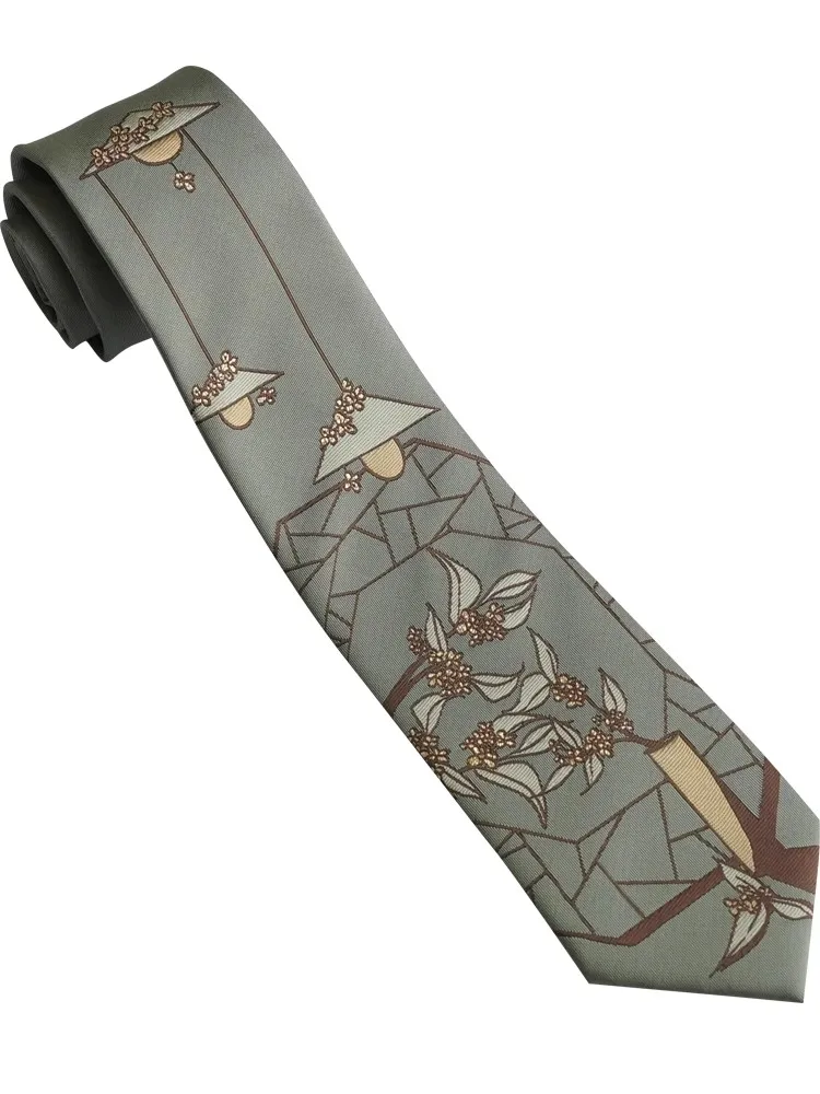 

Новый мужской галстук оригинальный дизайн зеленый галстук в национальном стиле Osmanthus в древнем стиле подарок на день рождения Женский Галстук