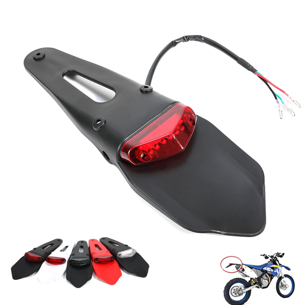 

Motorcycle Rear Fender Tail Light Dirt Bike 12V LED Taillight Brake Stop License Plate Lamp For Trail Supermoto Motocross Enduro