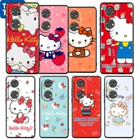 cute anime hello kitty for huawei p50 p20 p30 p40 5g p10 pro lite e plus p9 lite mini silicone soft black phone case cover capa