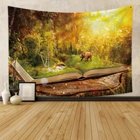 psychedelic forest wild animal tapestry background wall hanging trippy tapestry for bedroom living room dorm home decor