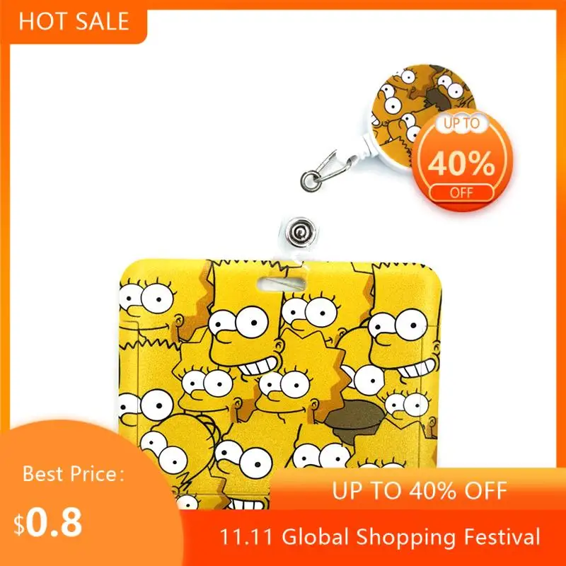 

Yellow Funny Cartoon Characters Cartoon Cute Credit Card Holder Lanyards Kids Student Badge Reel ID Name Bus Card Badge Holder