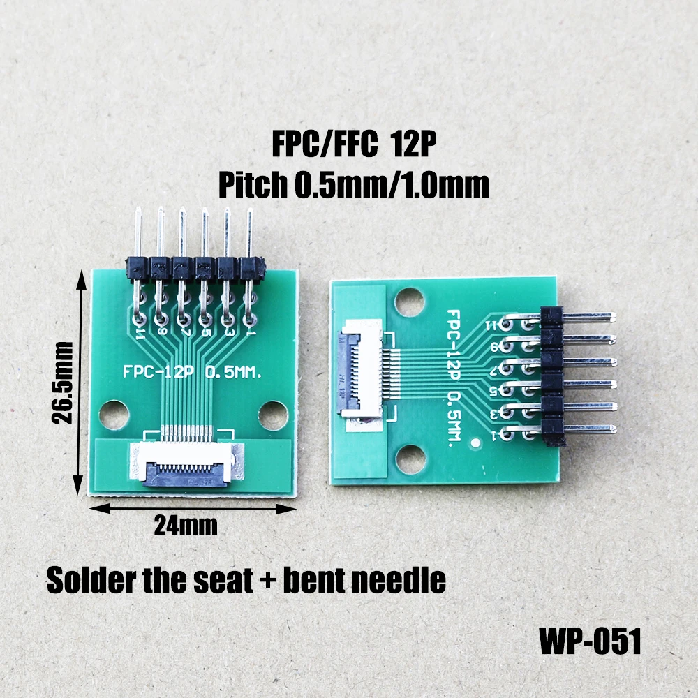 

1pc FPC/FFC Adapter Board 0.5mm To 2.54mm Connector Straight Needle And Curved Pin 4P 6P/8P/10P/12P/20P WP-051