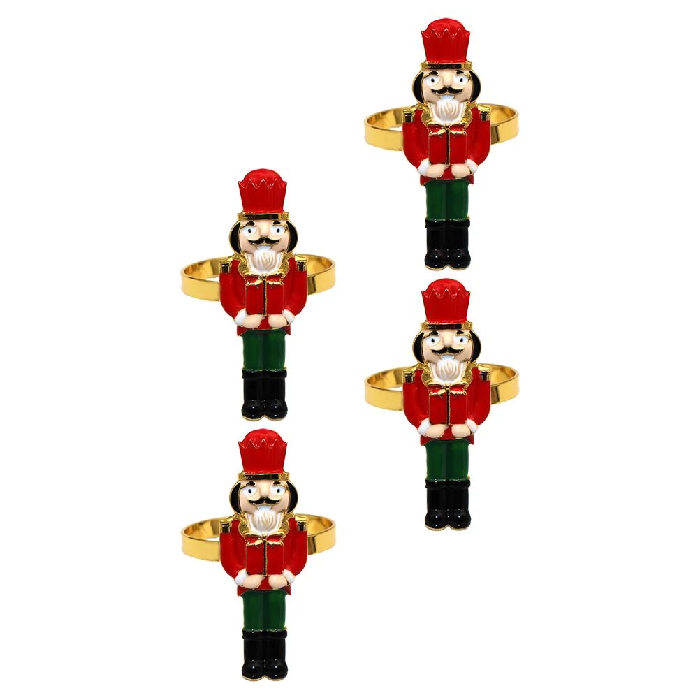 

Christmas Nutcracker Soldier Napkin Ring Serviette Holders Napkin Buckles New Year Wedding Banquet Party Table Decoration