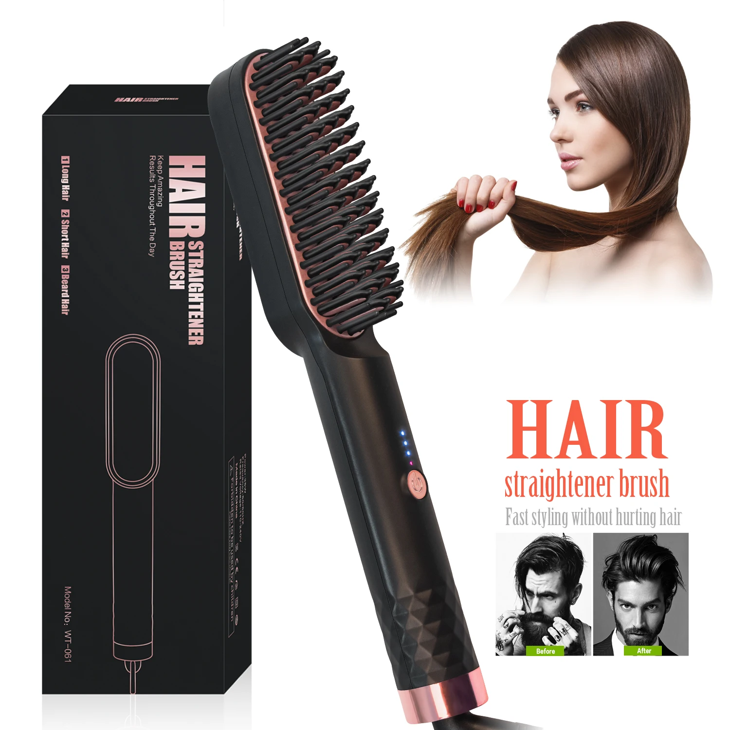 

Beard Straightener Heated Beard Comb Electric Straightening Brush Fast Heating Hair Straightener Hot Comb Smoothing Iron Brush