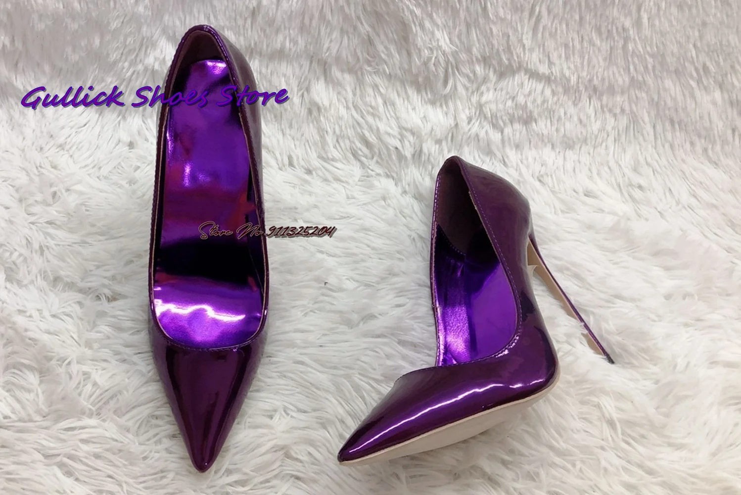 Блестящие фиолетовые туфли-лодочки из лакированной кожи радужные туфли с острым