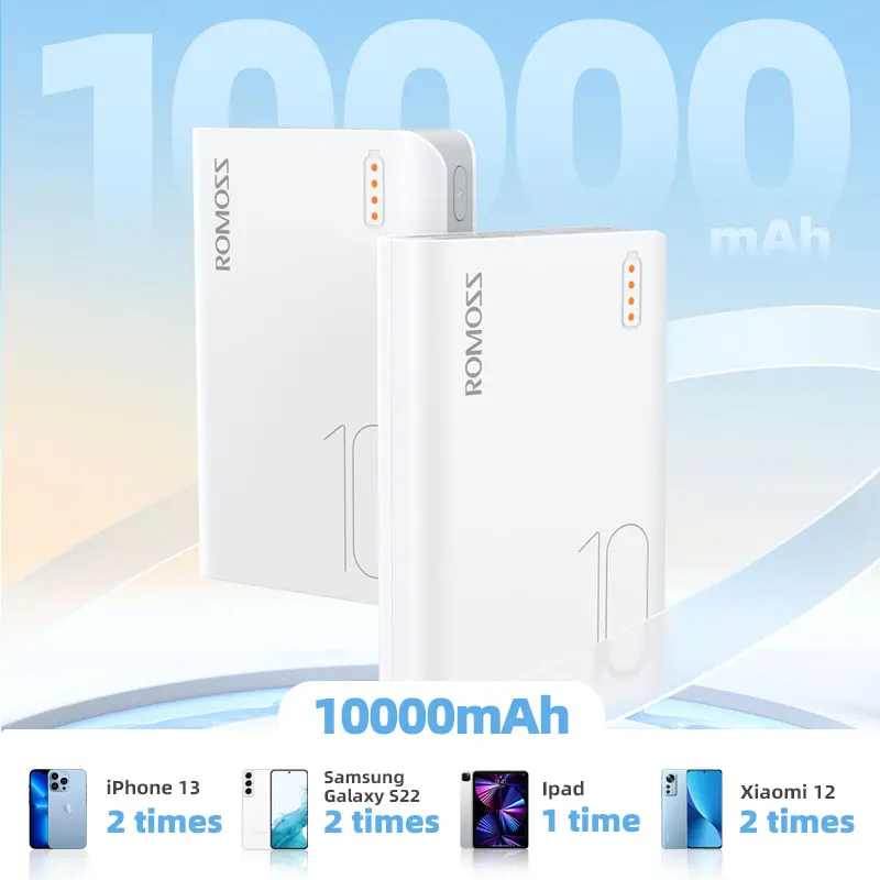 ROMOSS Mini Power Bank 10000 мАч внешний аккумулятор портативное зарядное устройство 10000mAh